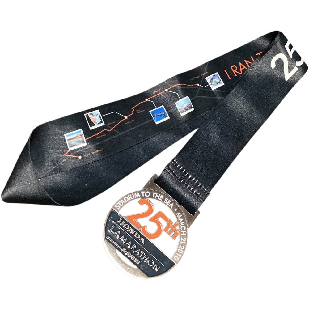 25th Honda LA Marathon 2010 Medal & Ribbon Stadium to the Sea K Swiss